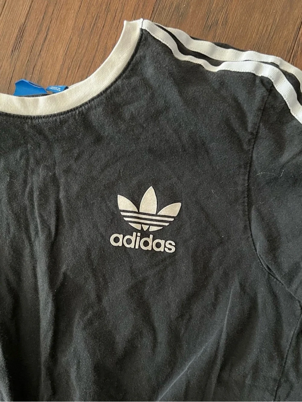 adidas Black Tee with White Trefoil and Stripes - Picture 3 of 5